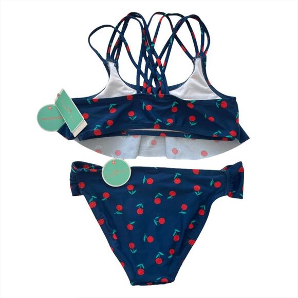 KIDS GIRLS Navy & Cherry Red Bikini Swimsuit – GIRLS 6 - Picture 3 of 5